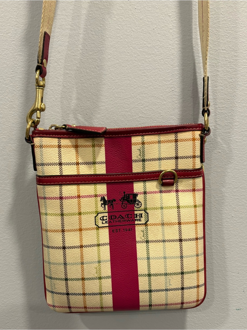Authentic Coach Poppy Tartan Plaid Crossbody Swingpack Bag - Picture 4 of 15